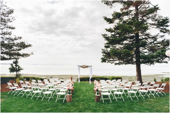 Outdoor beach wedding ceremony setup 